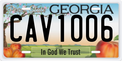 GA license plate CAV1006