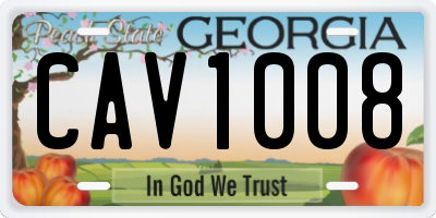 GA license plate CAV1008
