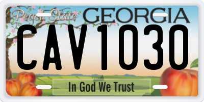 GA license plate CAV1030