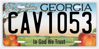 GA license plate CAV1053