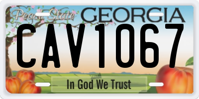 GA license plate CAV1067