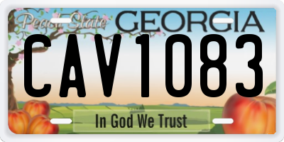 GA license plate CAV1083