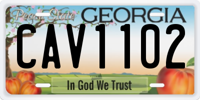 GA license plate CAV1102