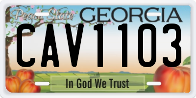 GA license plate CAV1103