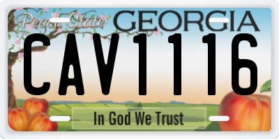 GA license plate CAV1116