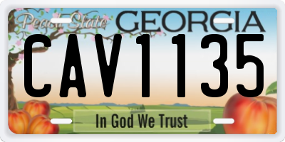 GA license plate CAV1135