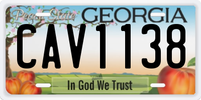 GA license plate CAV1138