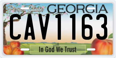 GA license plate CAV1163