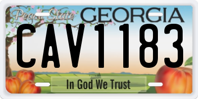 GA license plate CAV1183