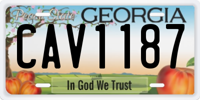 GA license plate CAV1187
