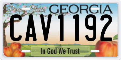 GA license plate CAV1192