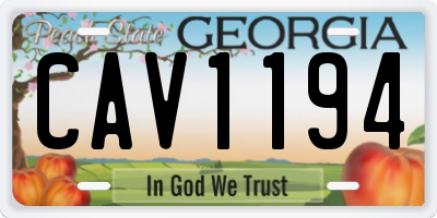 GA license plate CAV1194