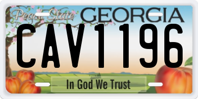 GA license plate CAV1196