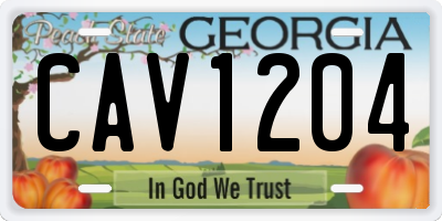 GA license plate CAV1204