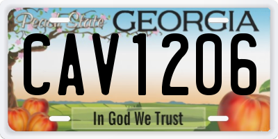 GA license plate CAV1206