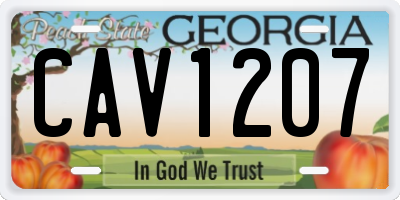 GA license plate CAV1207