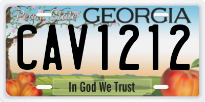 GA license plate CAV1212