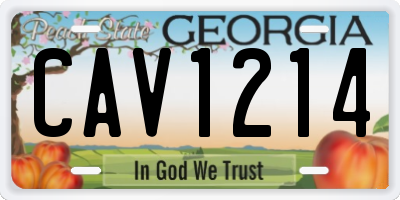 GA license plate CAV1214
