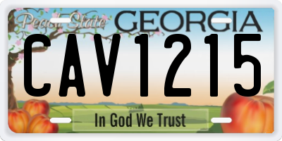 GA license plate CAV1215