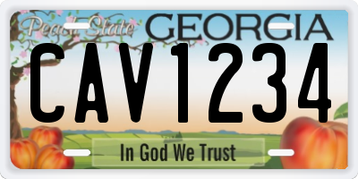 GA license plate CAV1234