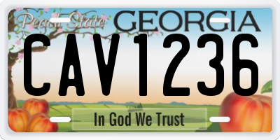 GA license plate CAV1236