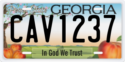 GA license plate CAV1237