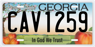 GA license plate CAV1259