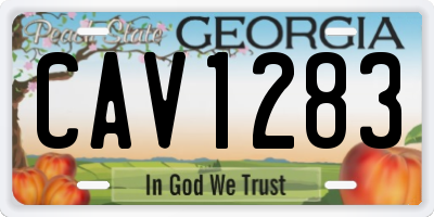 GA license plate CAV1283
