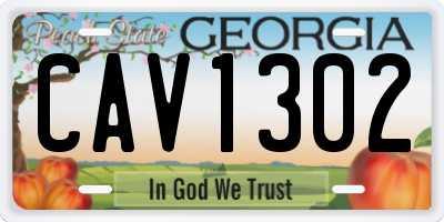 GA license plate CAV1302