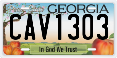 GA license plate CAV1303