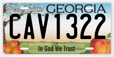 GA license plate CAV1322