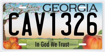 GA license plate CAV1326