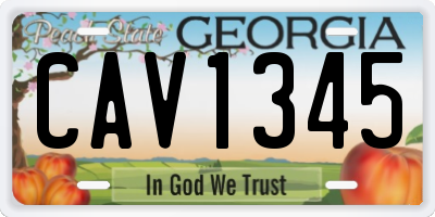 GA license plate CAV1345