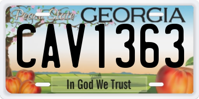 GA license plate CAV1363