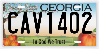 GA license plate CAV1402