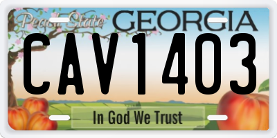 GA license plate CAV1403