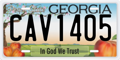 GA license plate CAV1405
