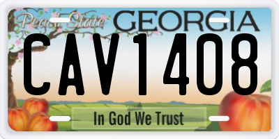 GA license plate CAV1408