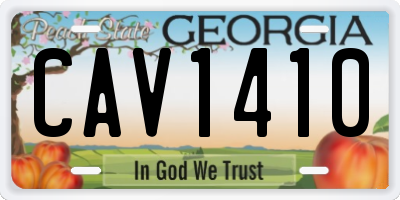 GA license plate CAV1410