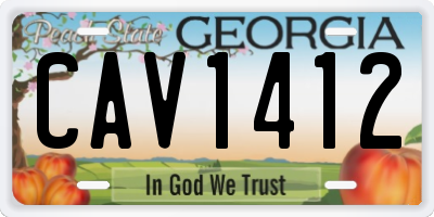 GA license plate CAV1412