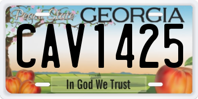 GA license plate CAV1425