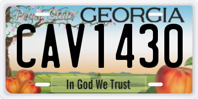 GA license plate CAV1430