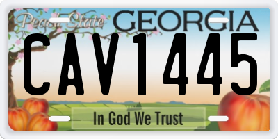 GA license plate CAV1445