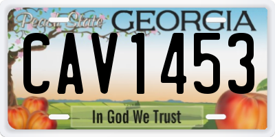 GA license plate CAV1453