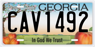 GA license plate CAV1492