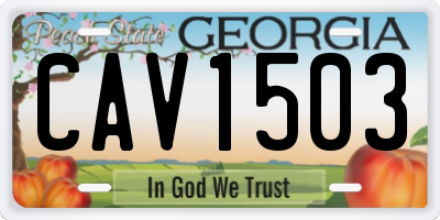 GA license plate CAV1503