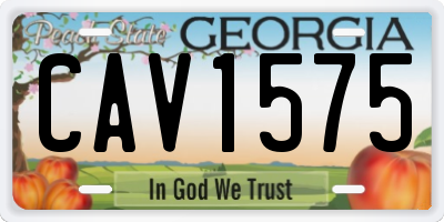 GA license plate CAV1575