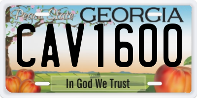 GA license plate CAV1600