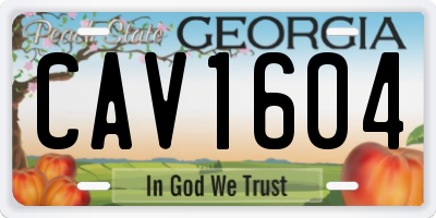 GA license plate CAV1604