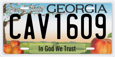 GA license plate CAV1609